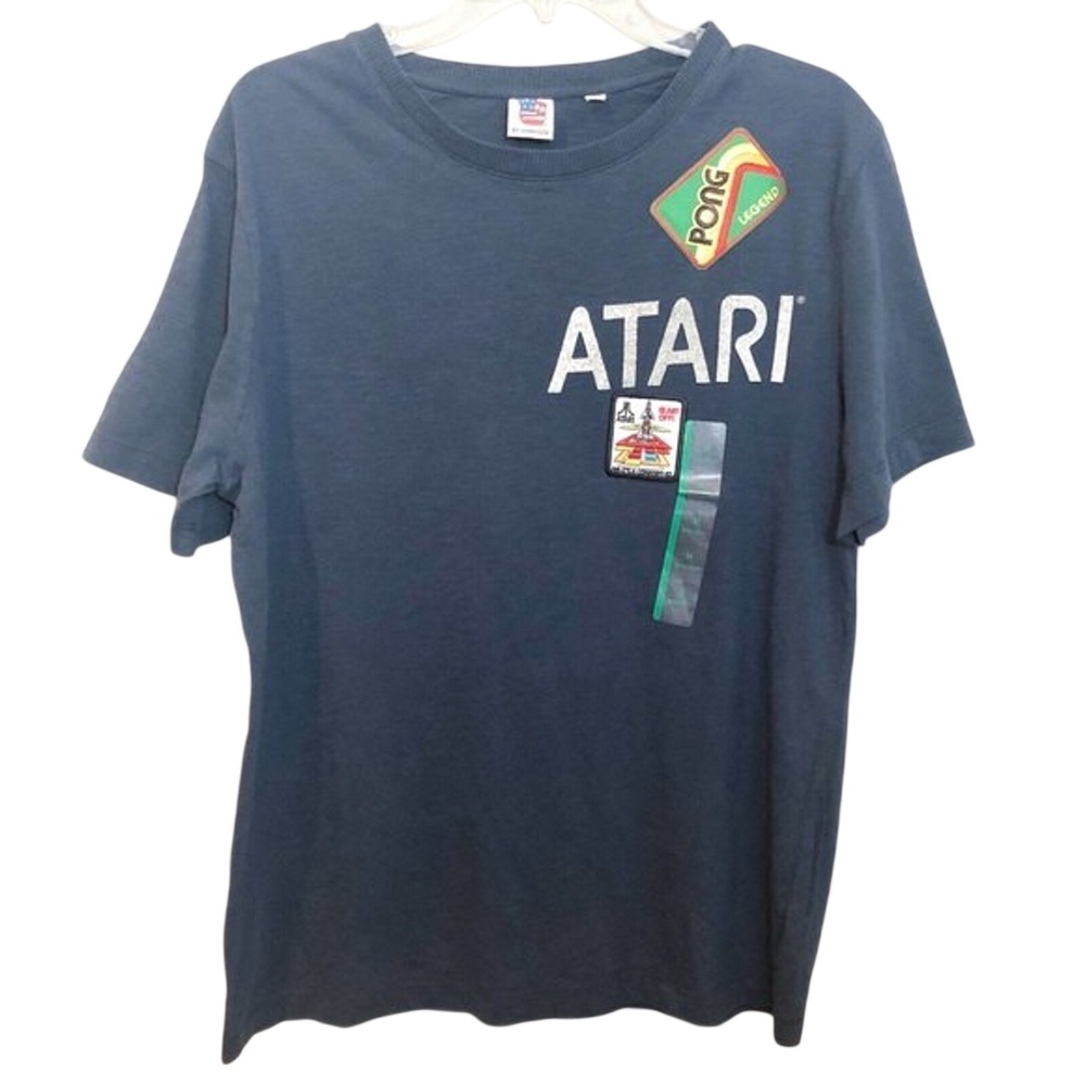 Junk Food Atari Pong Legend Graphic T-Shirt Navy Blue Womens Size Medium NEW